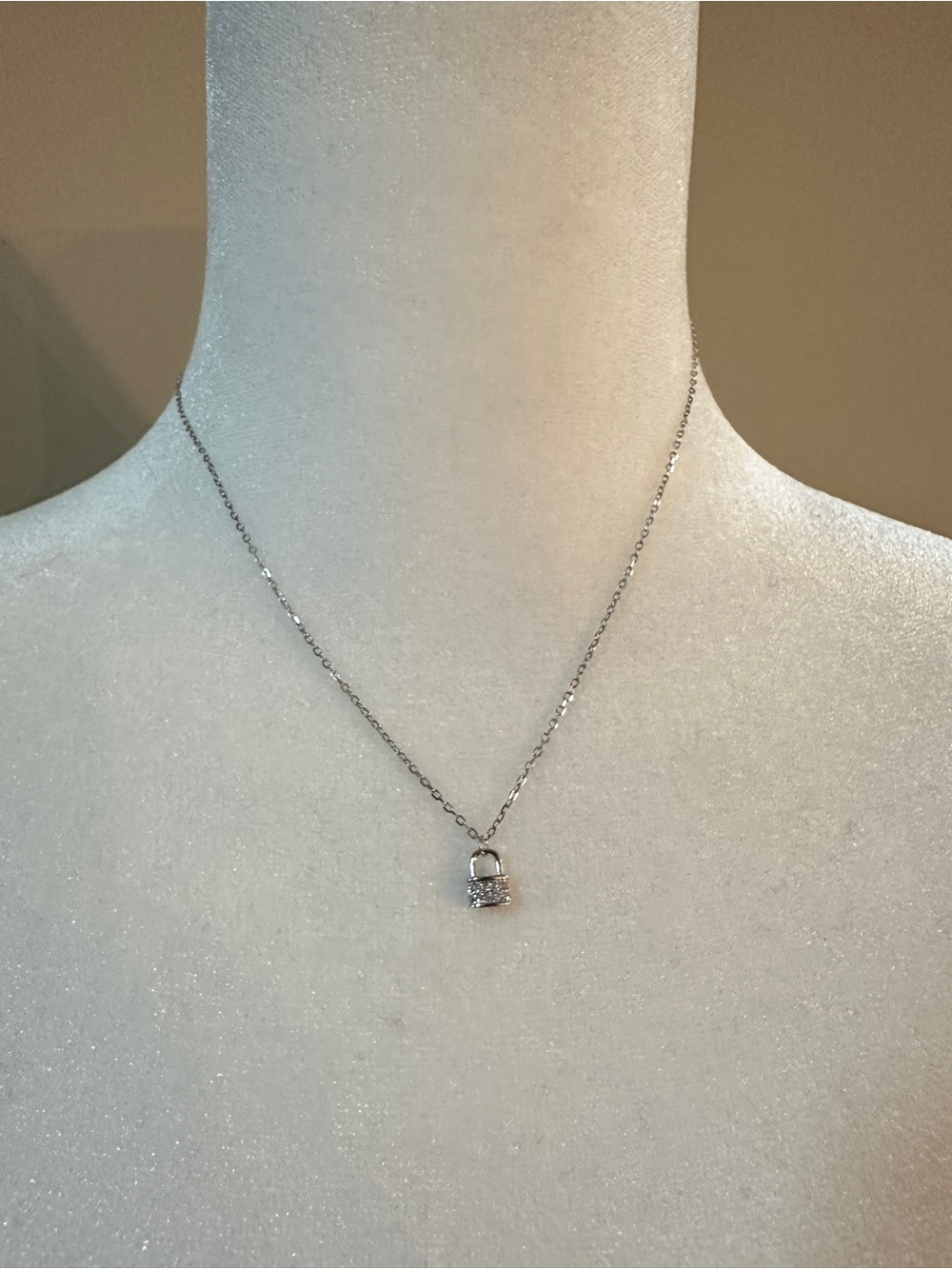 Sterling Silver CZ Padlock Pendant Necklace